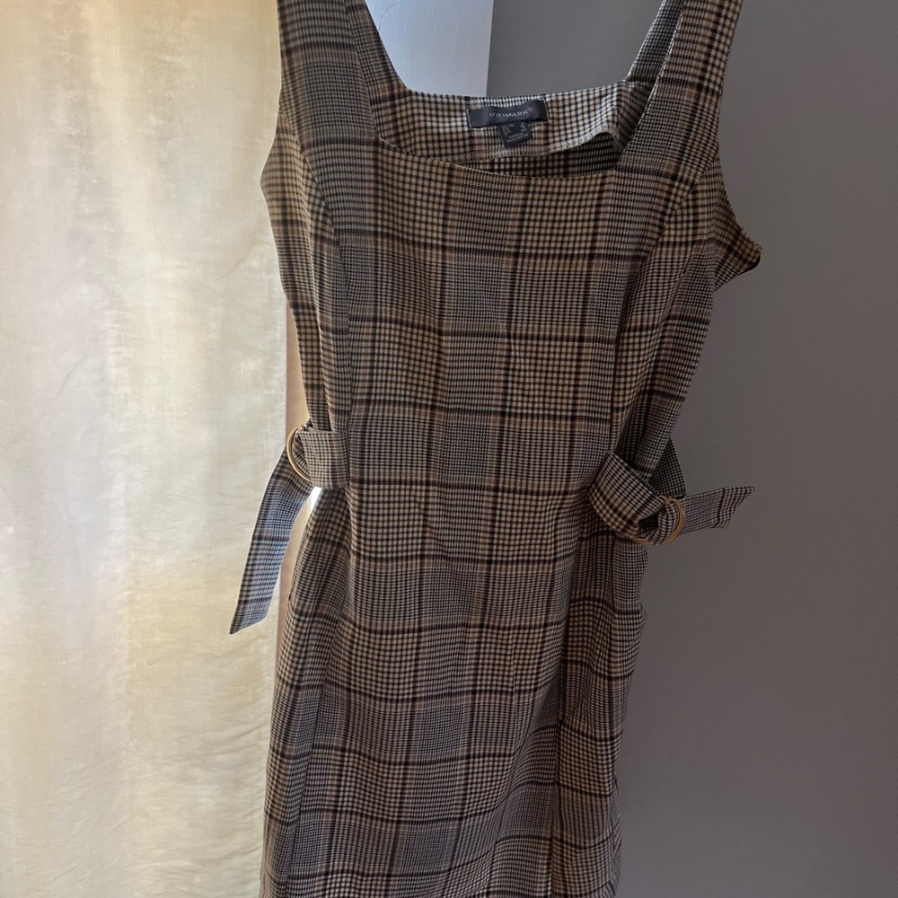 Primark Checkered Mini Dress - Black and Tan